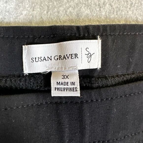 Susan Graver Womens Size 3X High Rise Denim Jeans Black Pockets Black Stretch - Picture 2 of 8
